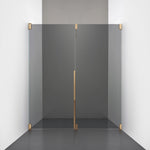 ROOH R2 Duschnisch Dörr+Vägg, Rökfärgat glas, Brass, Dörr vänster + Fast glas höger måttbeställd 