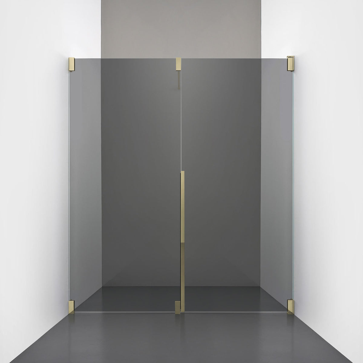 ROOH R2 Duschnisch Dörr+Vägg, Rökfärgat glas, Honey gold, Höger 