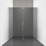 ROOH R2 Duschnisch Dörr+Vägg, Rökfärgat glas, Honey gold, Vänster 