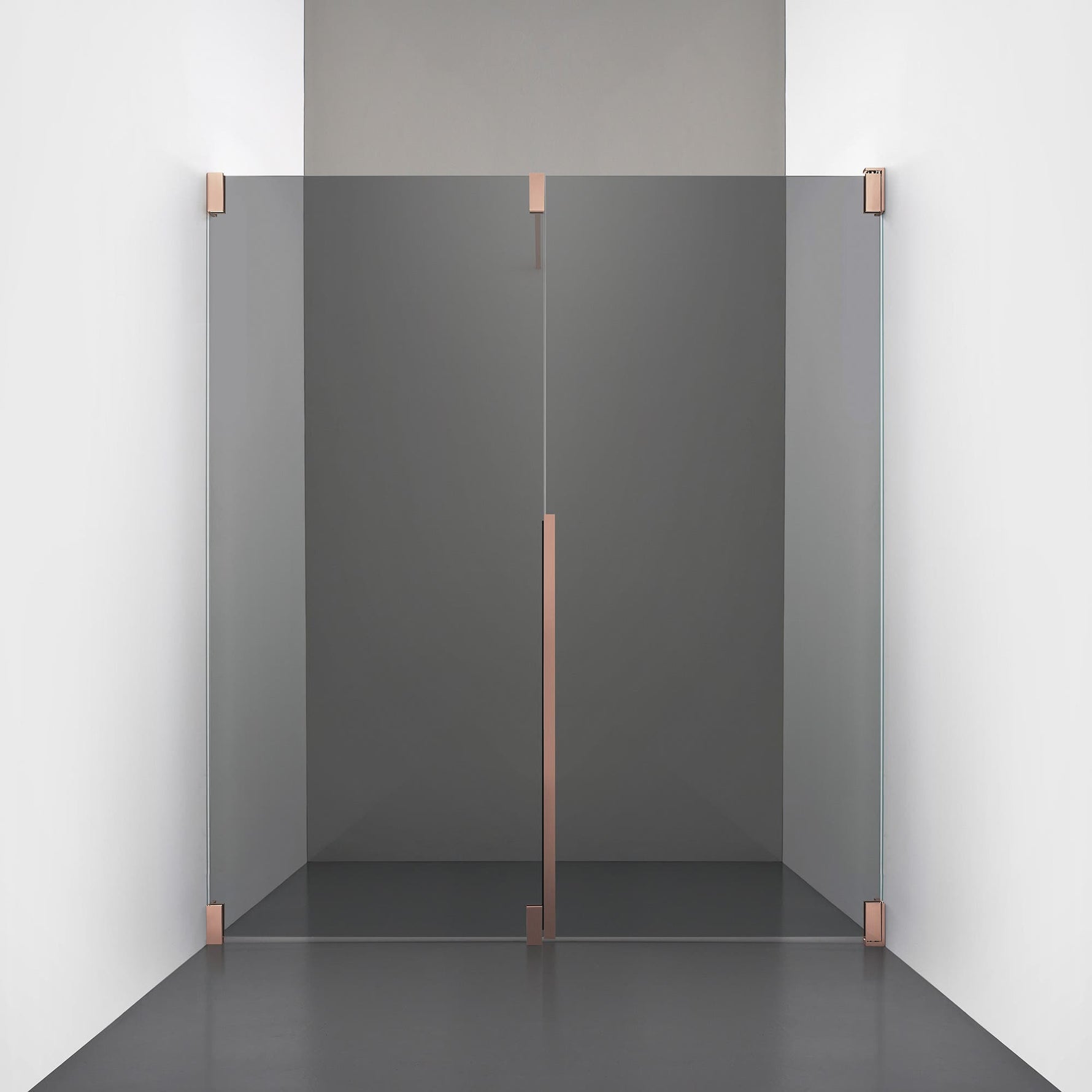 ROOH R2 Duschnisch Dörr+Vägg, Rökfärgat glas, Copper, Höger 