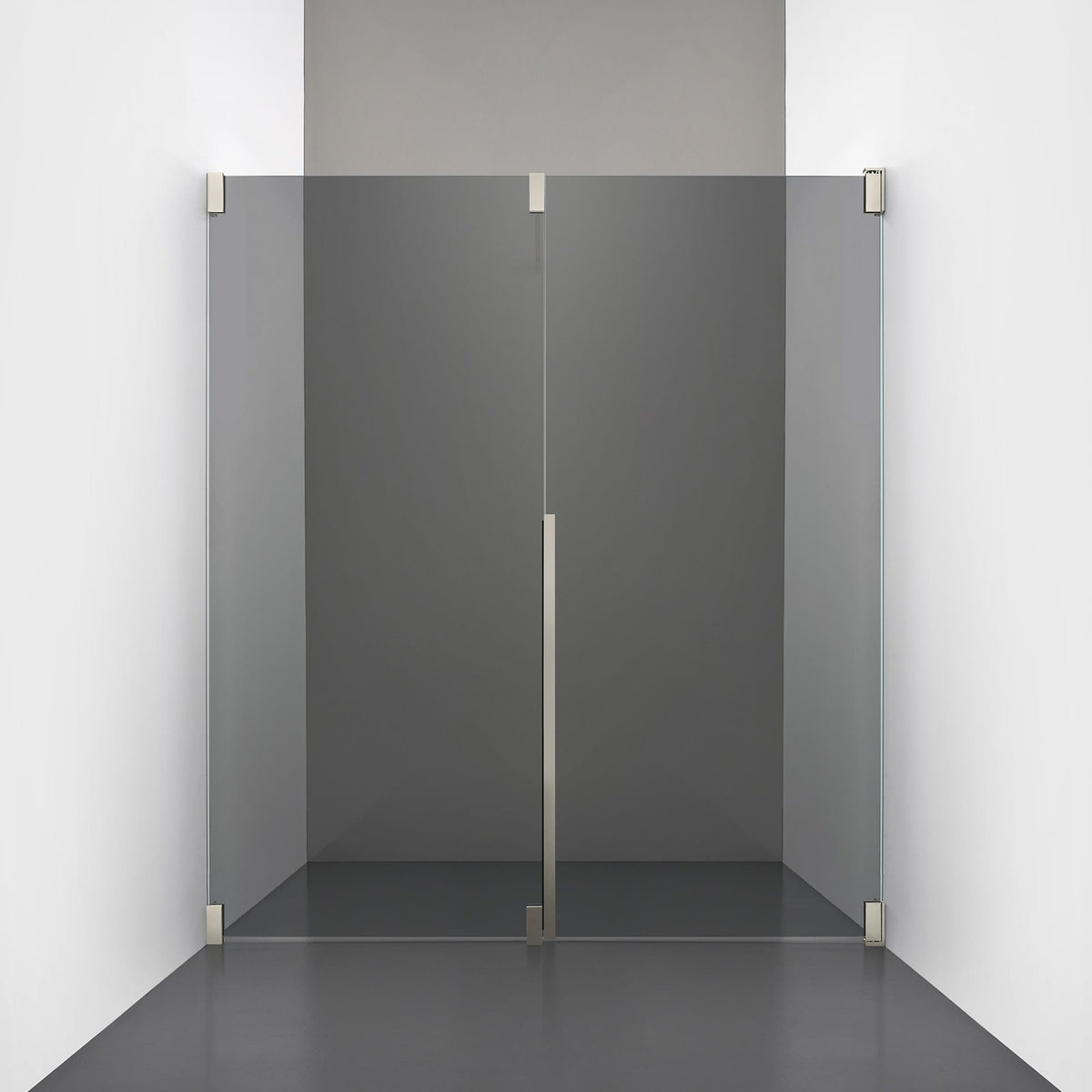 ROOH R2 Duschnisch Dörr+Vägg, Rökfärgat glas, Brushed Nickel, Höger 