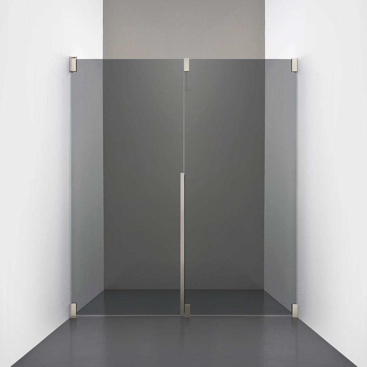 ROOH R2 Duschnisch Dörr+Vägg, Rökfärgat glas, Brushed Nickel, Vänster 