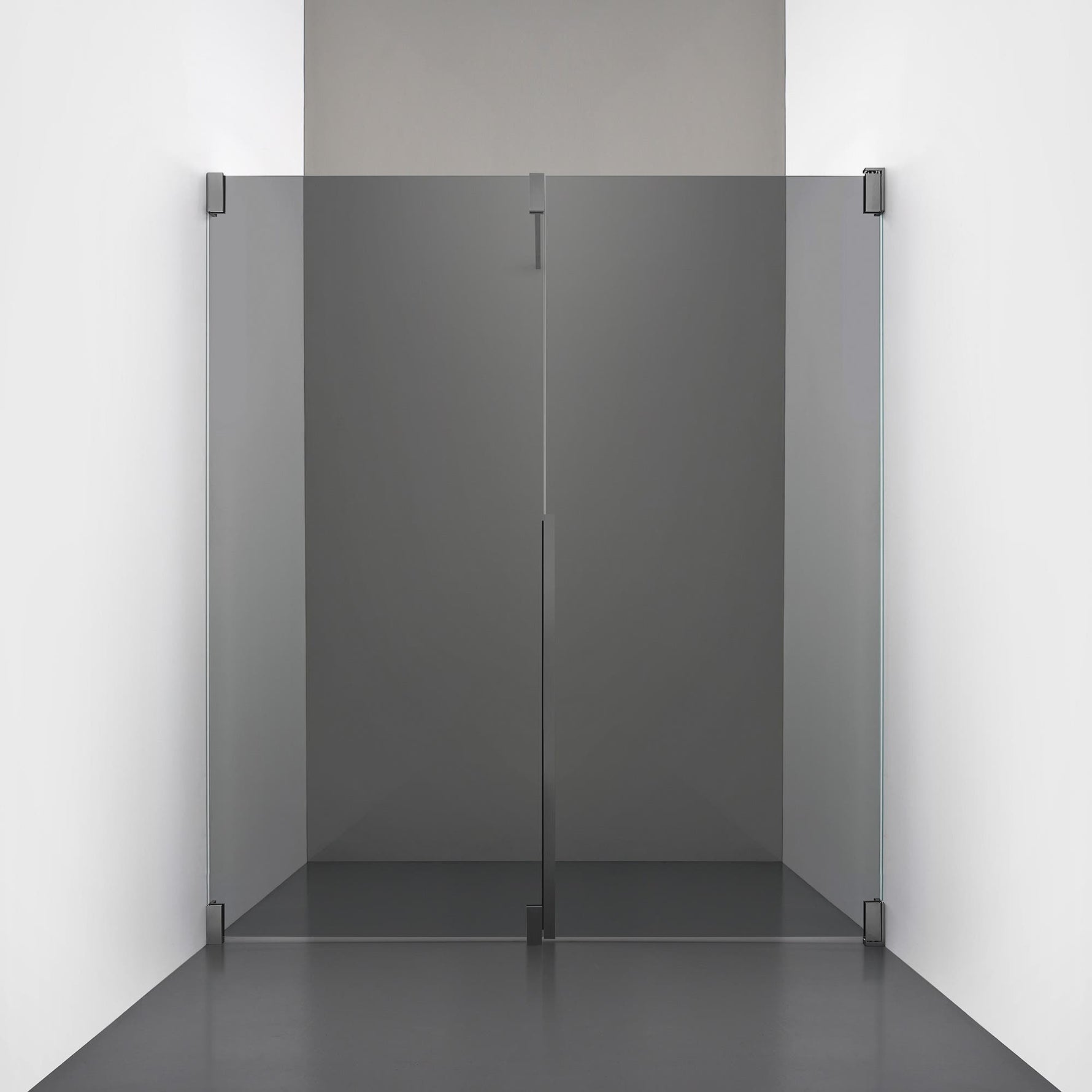 ROOH R2 Duschnisch Dörr+Vägg, Rökfärgat glas, Br Bl Chrome, Höger 