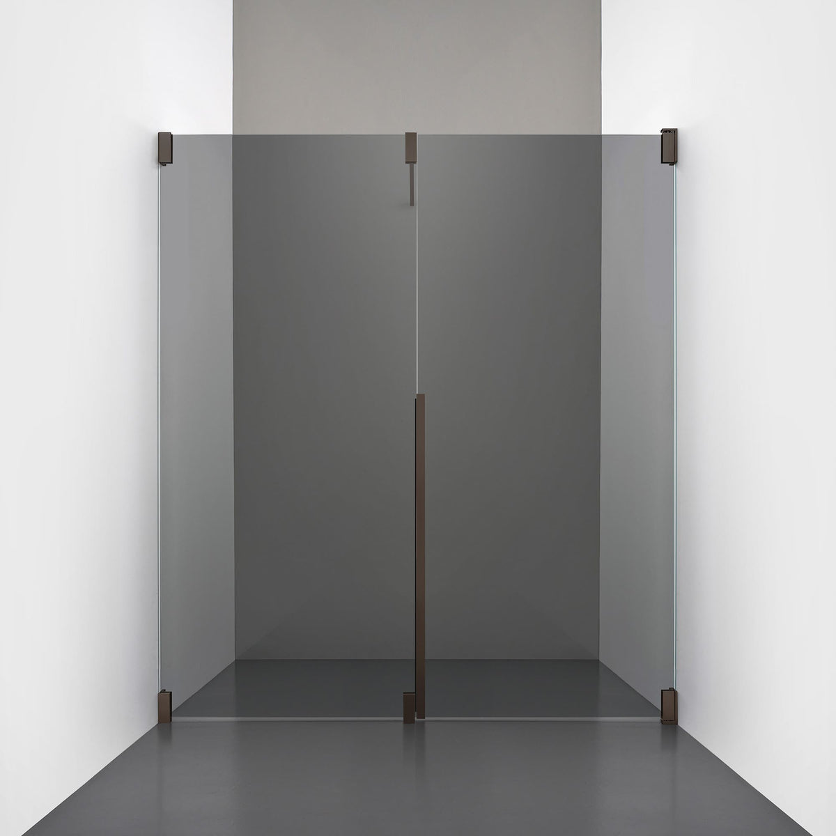 ROOH R2 Duschnisch Dörr+Vägg, Rökfärgat glas, Bronze, Höger 