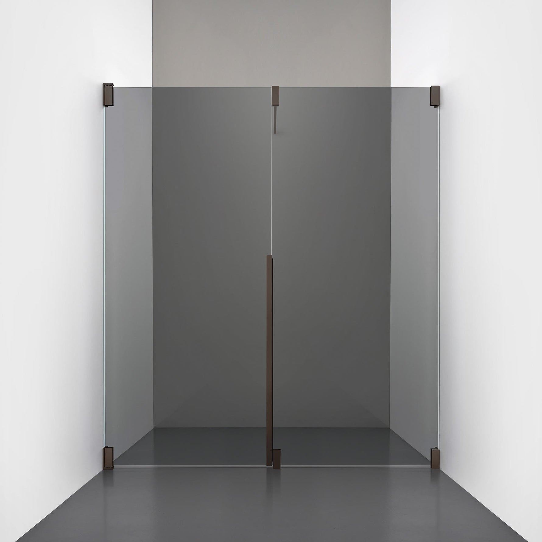 ROOH R2 Duschnisch Dörr+Vägg, Rökfärgat glas, Bronze, Vänster 