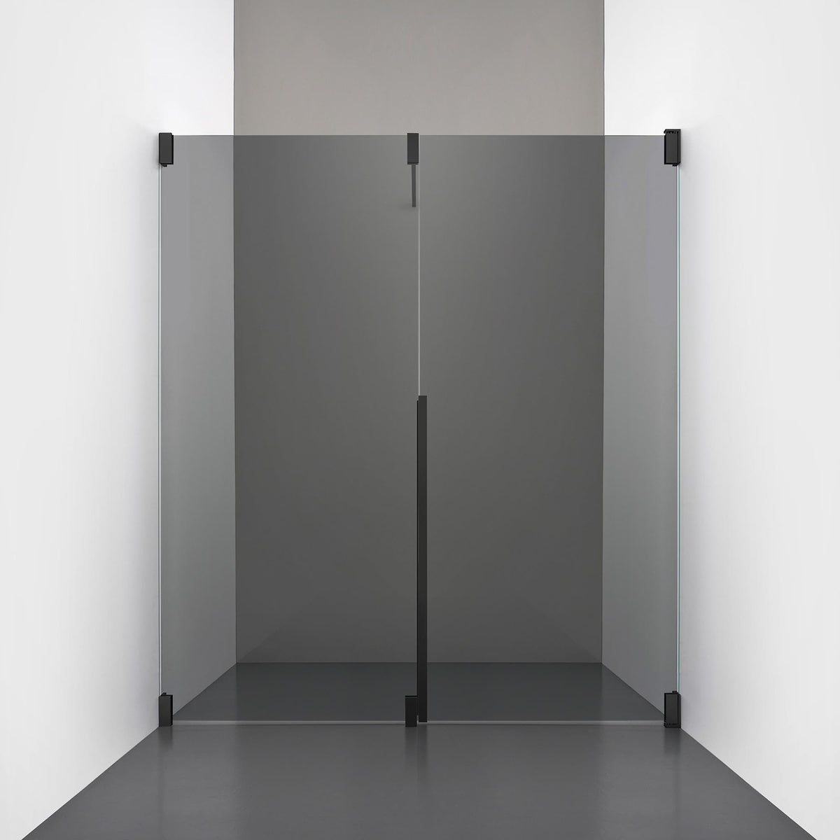 ROOH R2 Duschnisch Dörr+Vägg, Rökfärgat glas, Matte black, Höger 