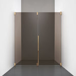 ROOH R2 Duschnisch Dörr+Vägg, Brunfärgat glas, Brass, Höger 