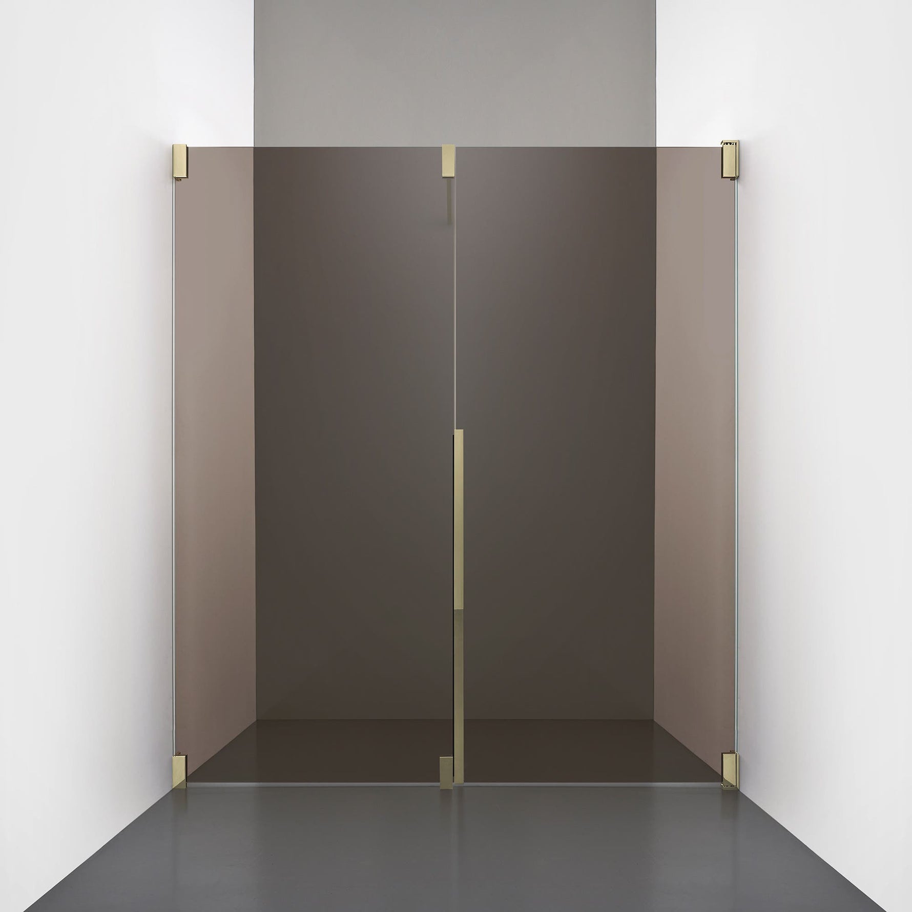 ROOH R2 Duschnisch Dörr+Vägg, Brunfärgat glas, Honey gold, Höger 