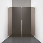 ROOH R2 Duschnisch Dörr+Vägg, Brunfärgat glas, Brushed Nickel, Dörr höger + Fast glas vänster måttbeställd 