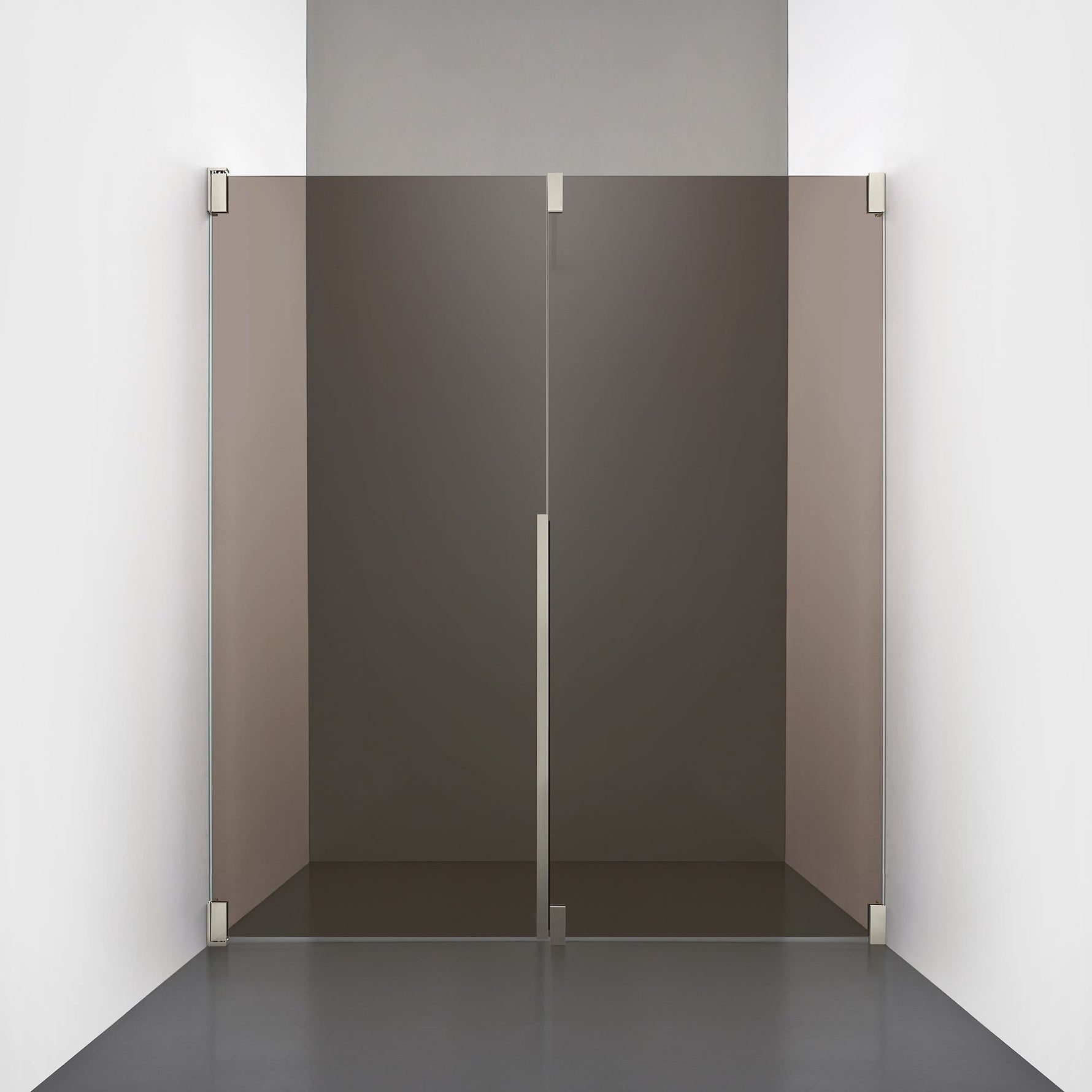ROOH R2 Duschnisch Dörr+Vägg, Brunfärgat glas, Brushed Nickel, Vänster 