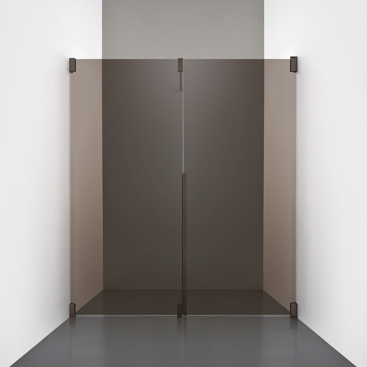 ROOH R2 Duschnisch Dörr+Vägg, Brunfärgat glas, Bronze, Höger 