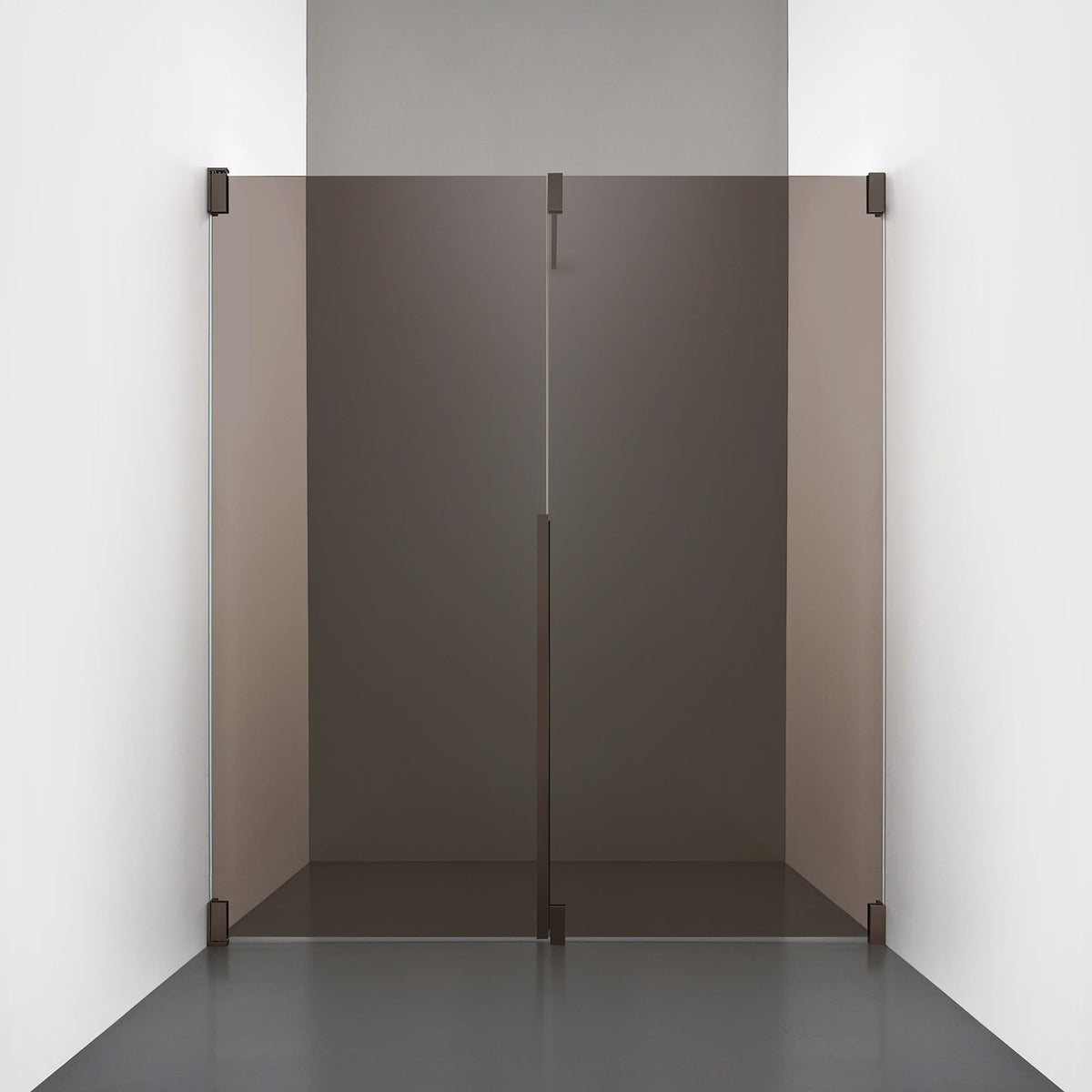 ROOH R2 Duschnisch Dörr+Vägg, Brunfärgat glas, Bronze, Vänster 