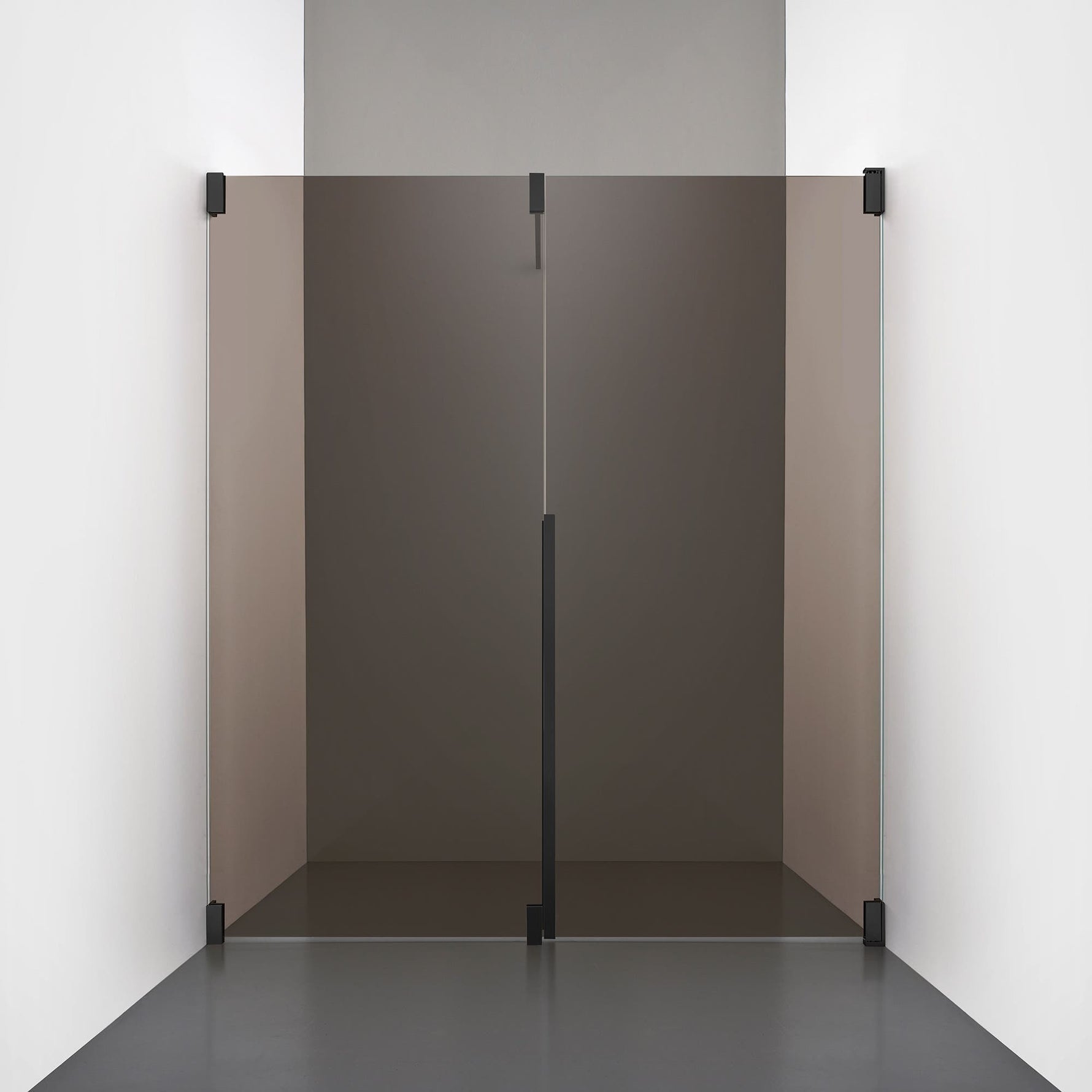 ROOH R2 Duschnisch Dörr+Vägg, Brunfärgat glas, Matte black, Höger 
