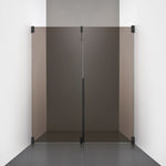 ROOH R2 Duschnisch Dörr+Vägg, Brunfärgat glas, Matte black, Dörr höger + Fast glas vänster måttbeställd 