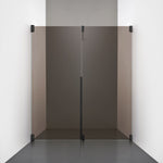 ROOH R2 Duschnisch Dörr+Vägg, Brunfärgat glas, Matte black, Dörr vänster + Fast glas höger måttbeställd 