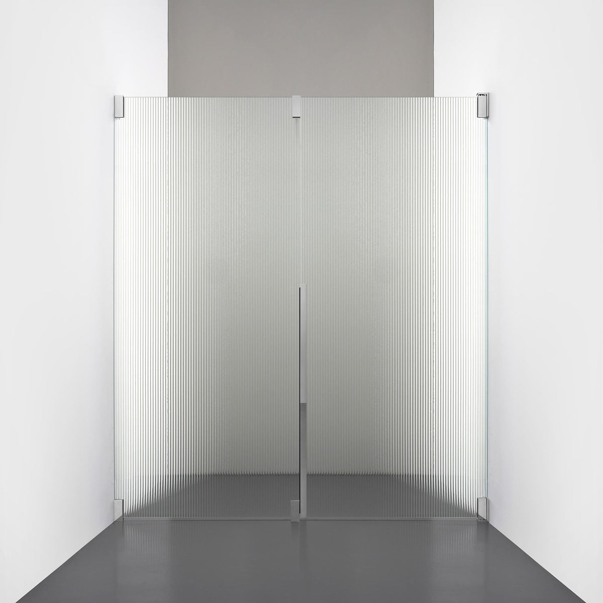 ROOH R2 Duschnisch Dörr+Vägg, Räfflat glas, Chrome, Dörr höger + Fast glas vänster måttbeställd 
