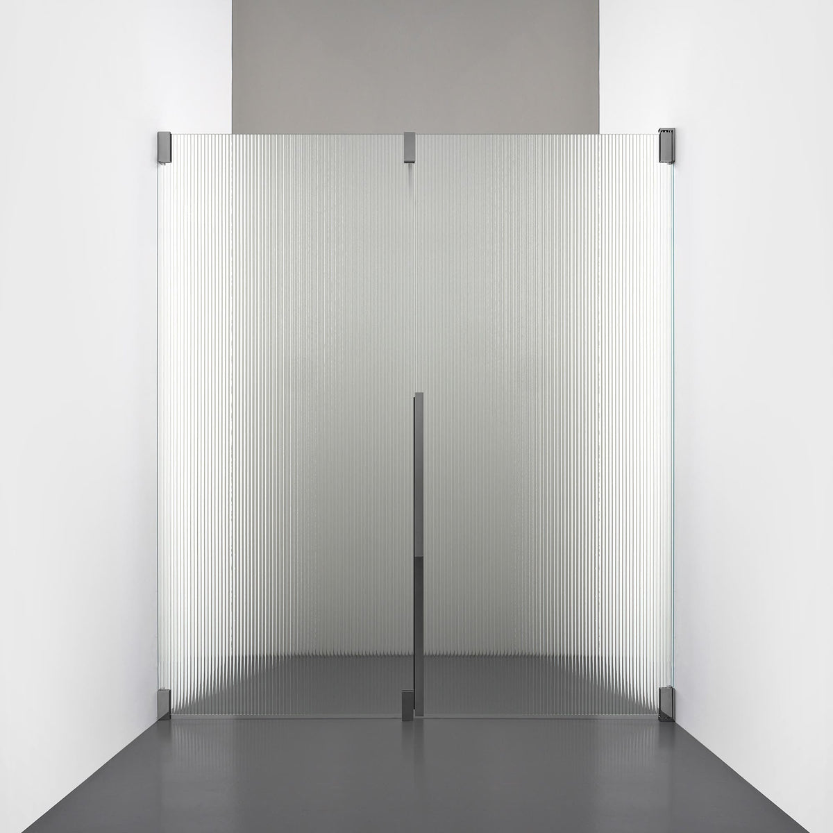 ROOH R2 Duschnisch Dörr+Vägg, Räfflat glas, Black chrome, Höger 