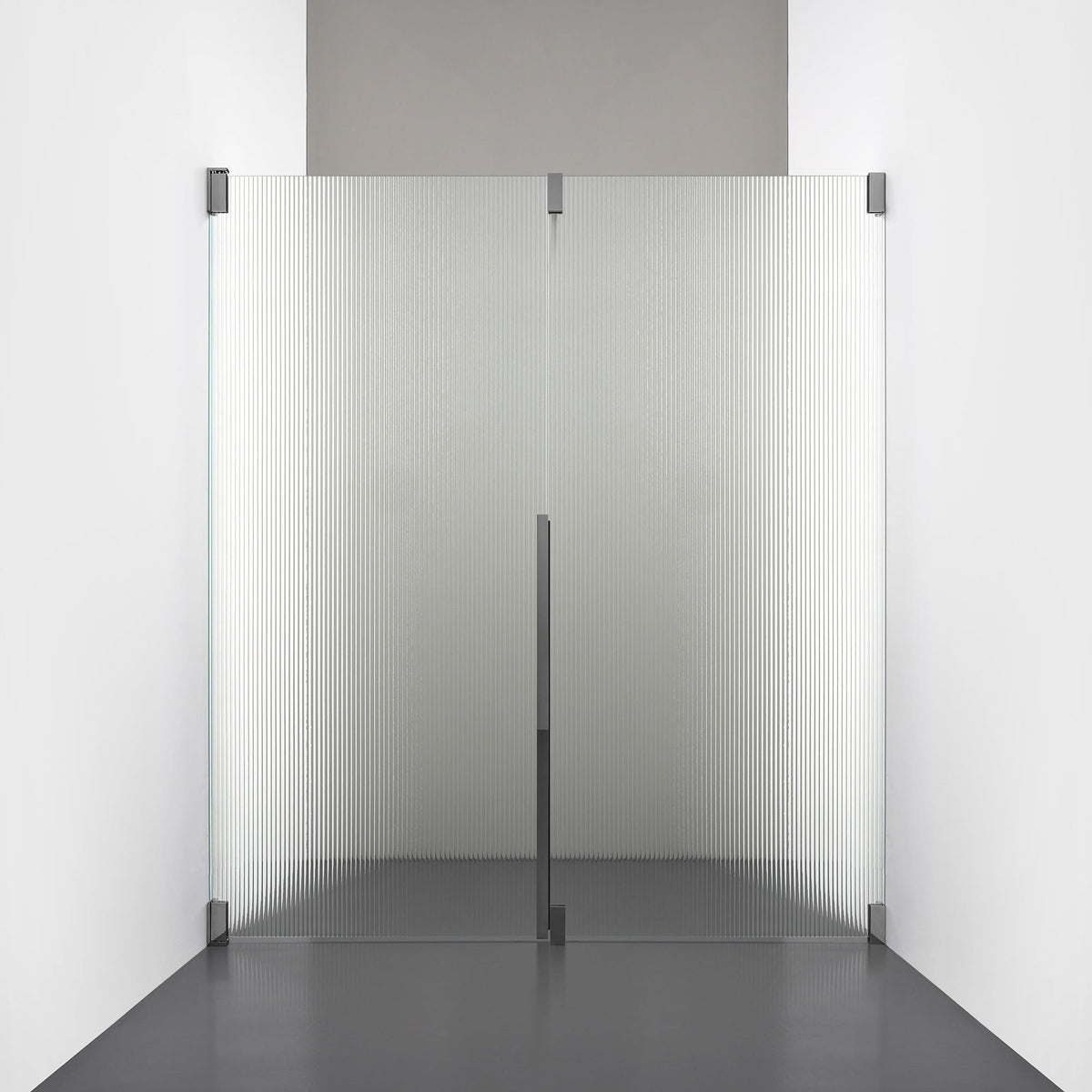 ROOH R2 Duschnisch Dörr+Vägg, Räfflat glas, Black chrome, Vänster 