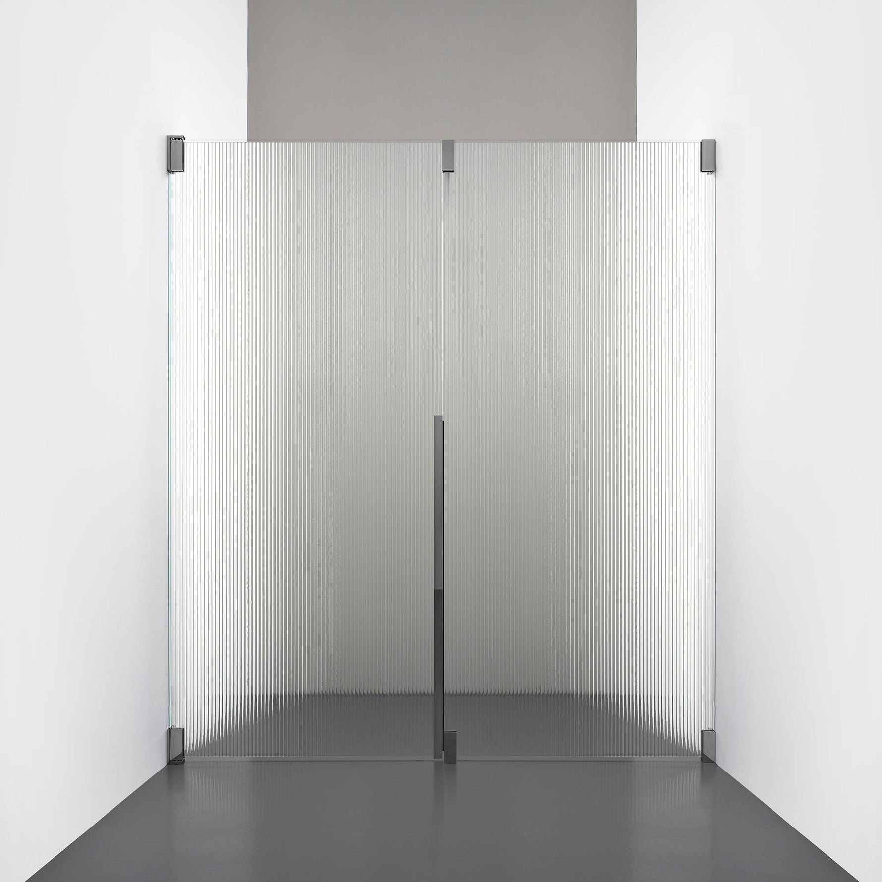 ROOH R2 Duschnisch Dörr+Vägg, Räfflat glas, Black chrome, Vänster 