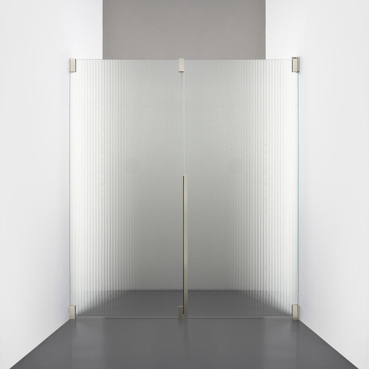 ROOH R2 Duschnisch Dörr+Vägg, Räfflat glas, Brushed Nickel, Höger 