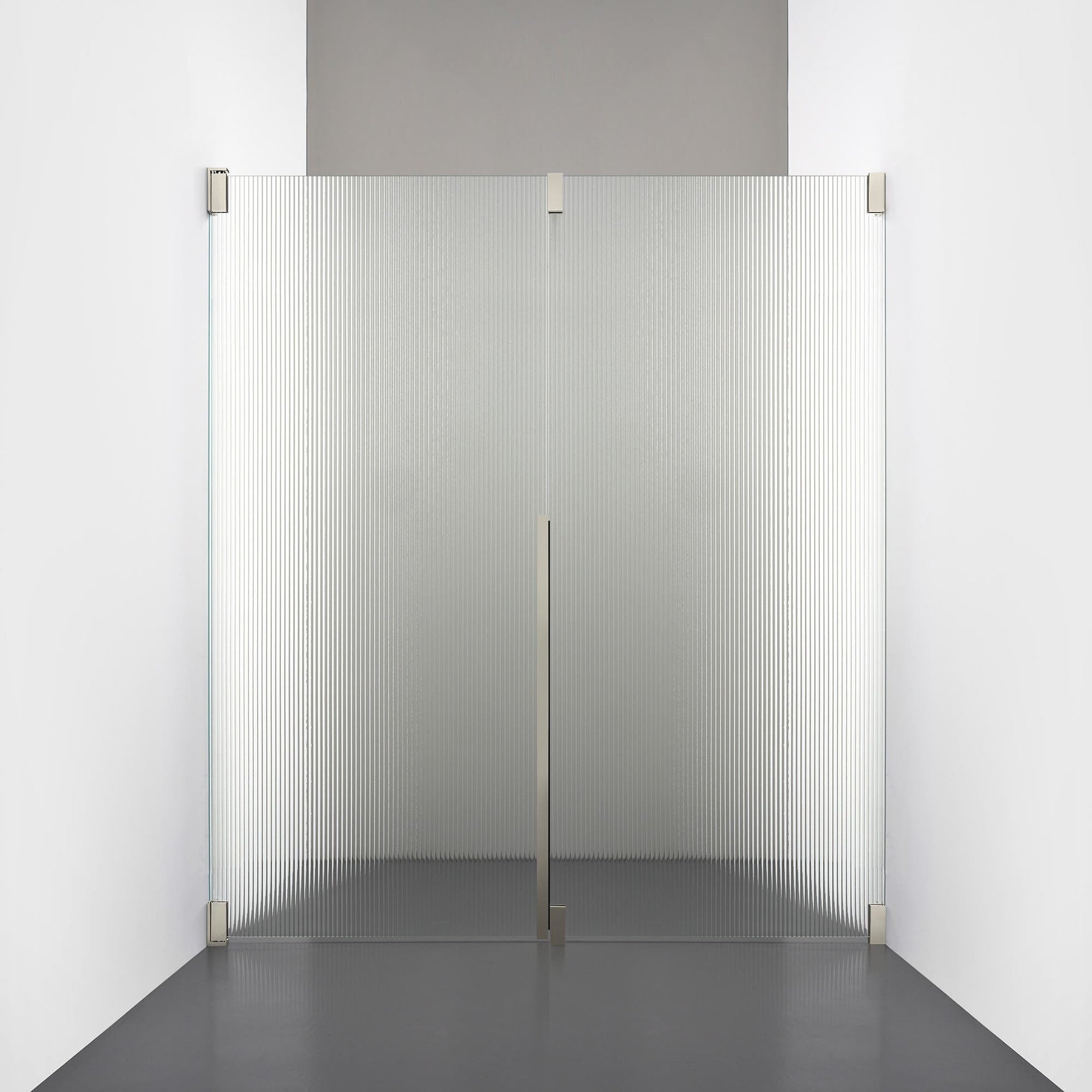 ROOH R2 Duschnisch Dörr+Vägg, Räfflat glas, Brushed Nickel, Vänster 