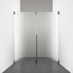 ROOH R2 Duschnisch Dörr+Vägg, Räfflat glas, Br Bl Chrome, Dörr höger + Fast glas vänster måttbeställd 