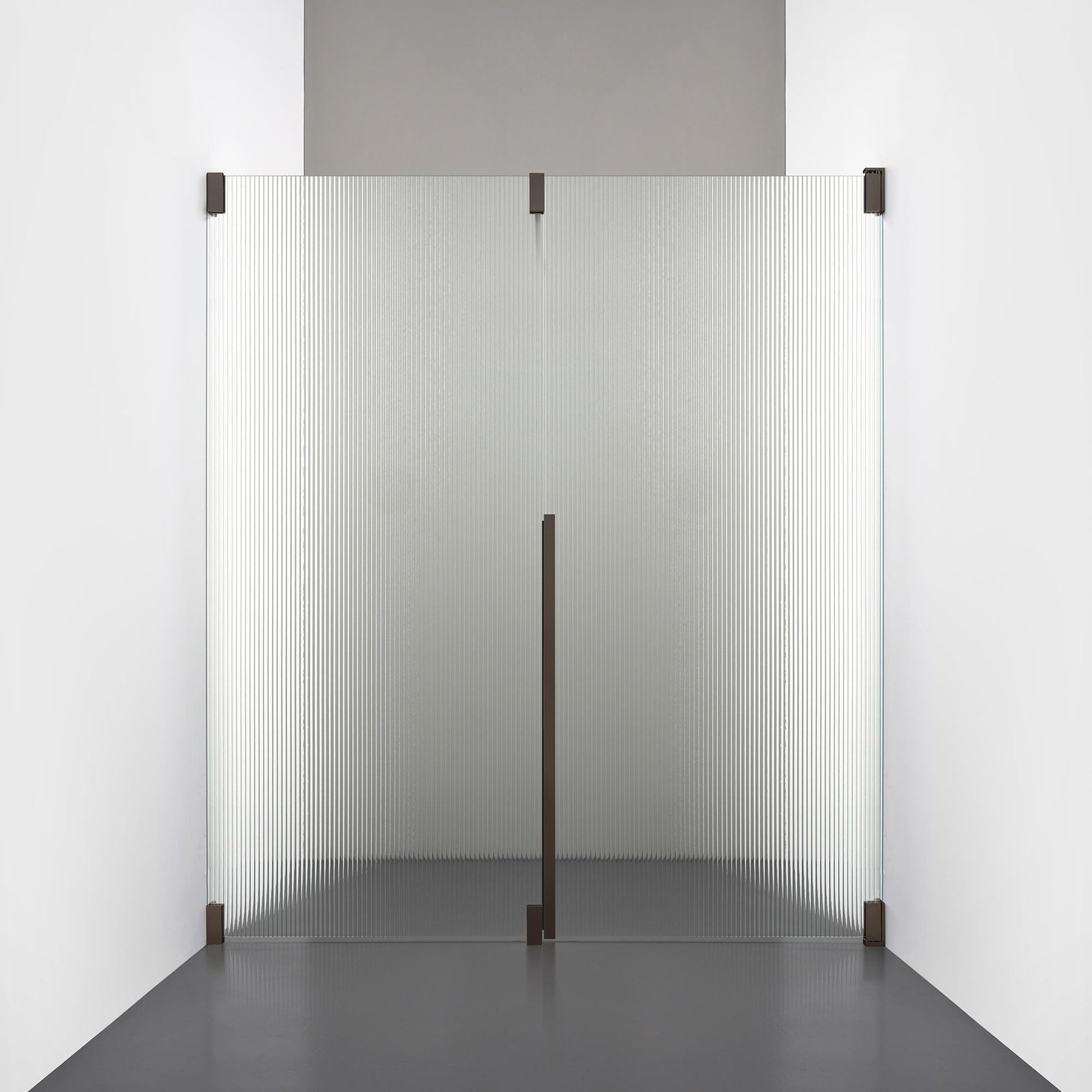 ROOH R2 Duschnisch Dörr+Vägg, Räfflat glas, Bronze, Höger 