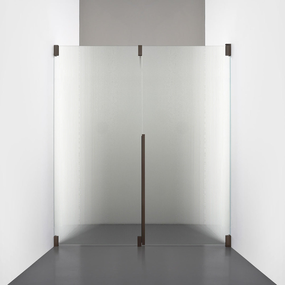 ROOH R2 Duschnisch Dörr+Vägg, Räfflat glas, Bronze, Dörr höger + Fast glas vänster måttbeställd 