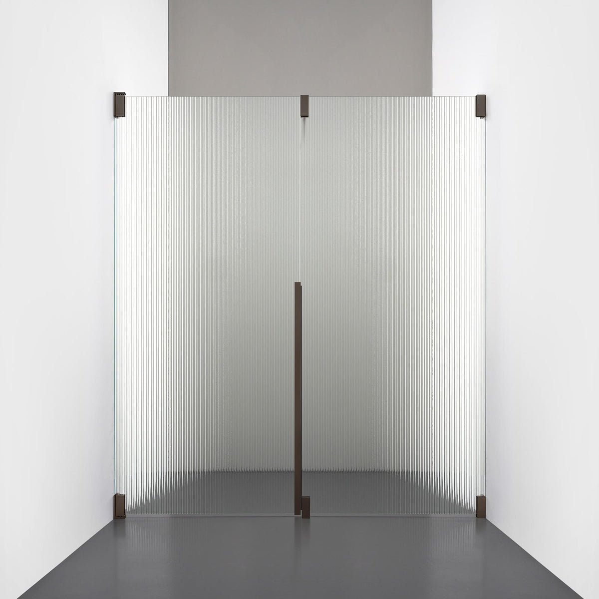 ROOH R2 Duschnisch Dörr+Vägg, Räfflat glas, Bronze, Vänster 