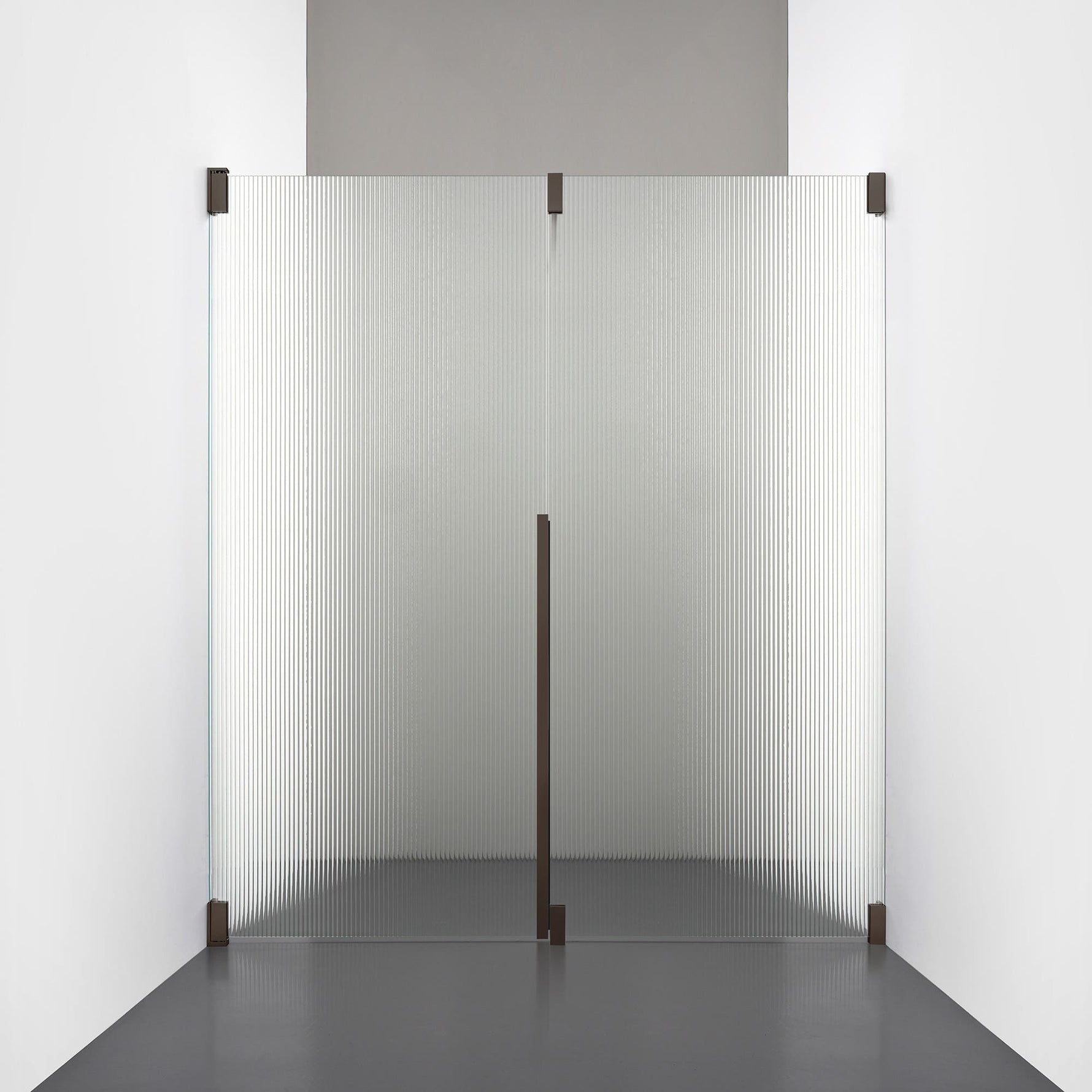 ROOH R2 Duschnisch Dörr+Vägg, Räfflat glas, Bronze, Dörr vänster + Fast glas höger måttbeställd 