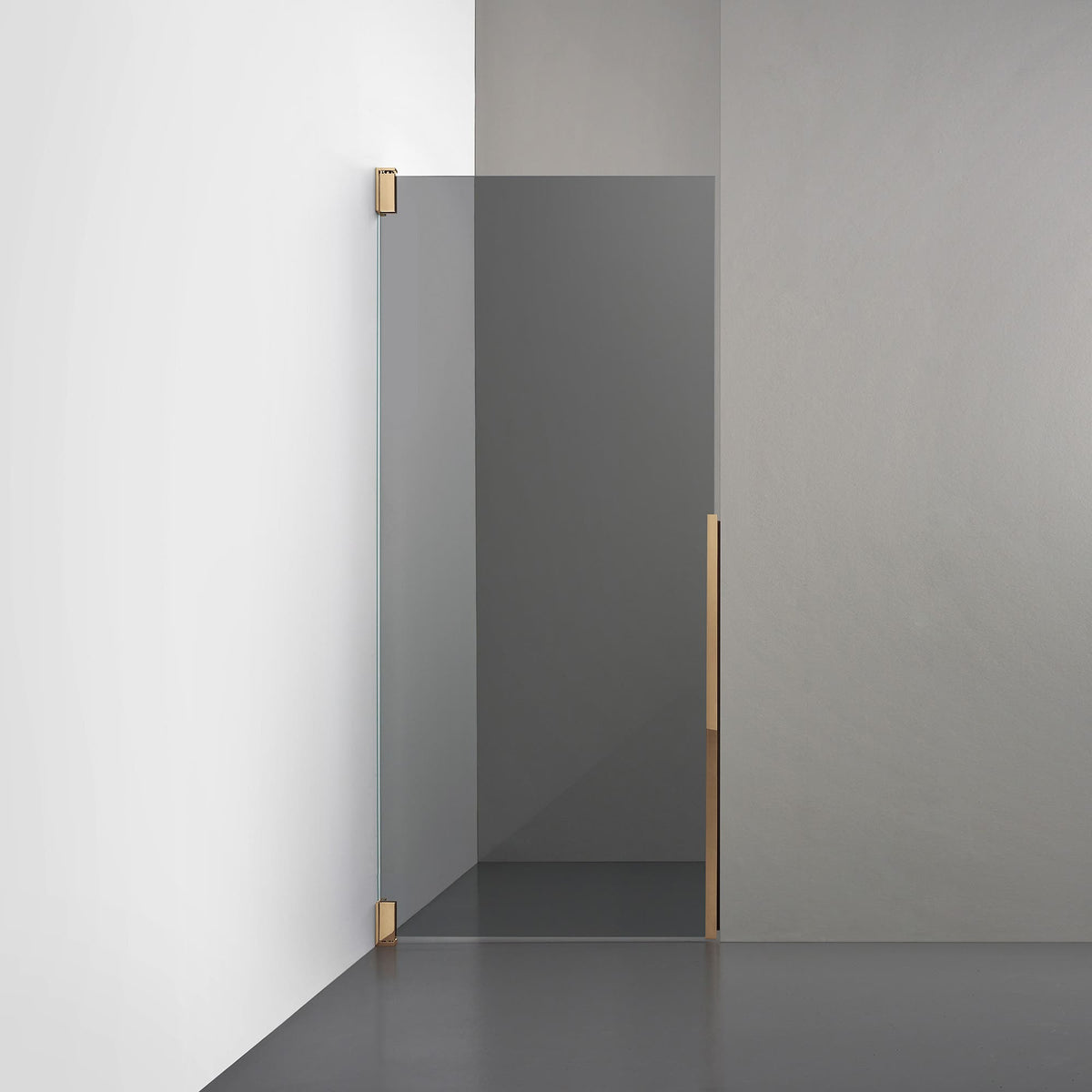 ROOH R2 Duschnisch Dörr, Rökfärgat glas, Brass, Vänster måttbeställd 