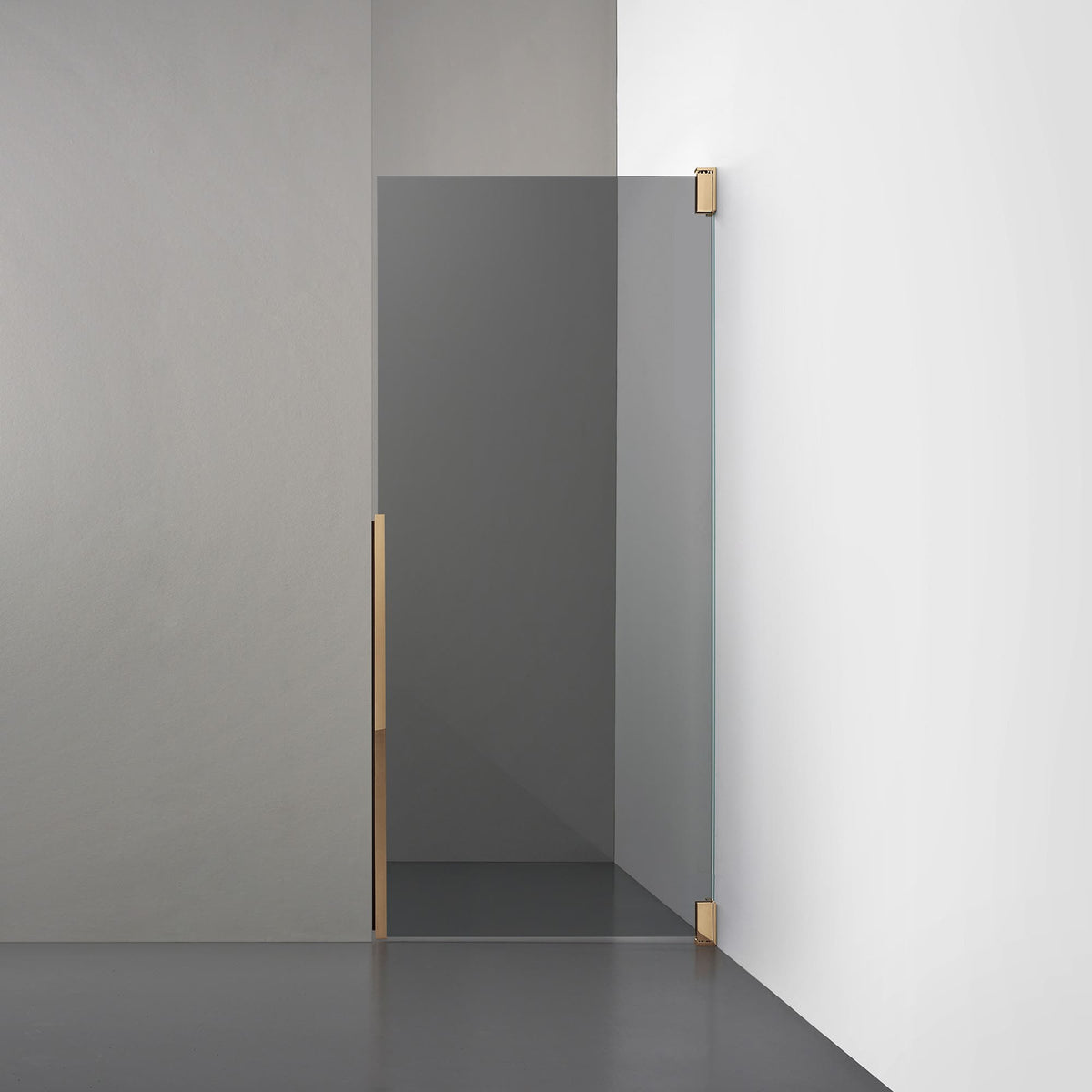 ROOH R2 Duschnisch Dörr, Rökfärgat glas, Brass, Höger måttbeställd 