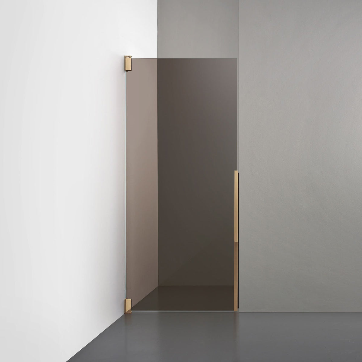 ROOH R2 Duschnisch Dörr, Brunfärgat glas, Brass, Vänster måttbeställd 