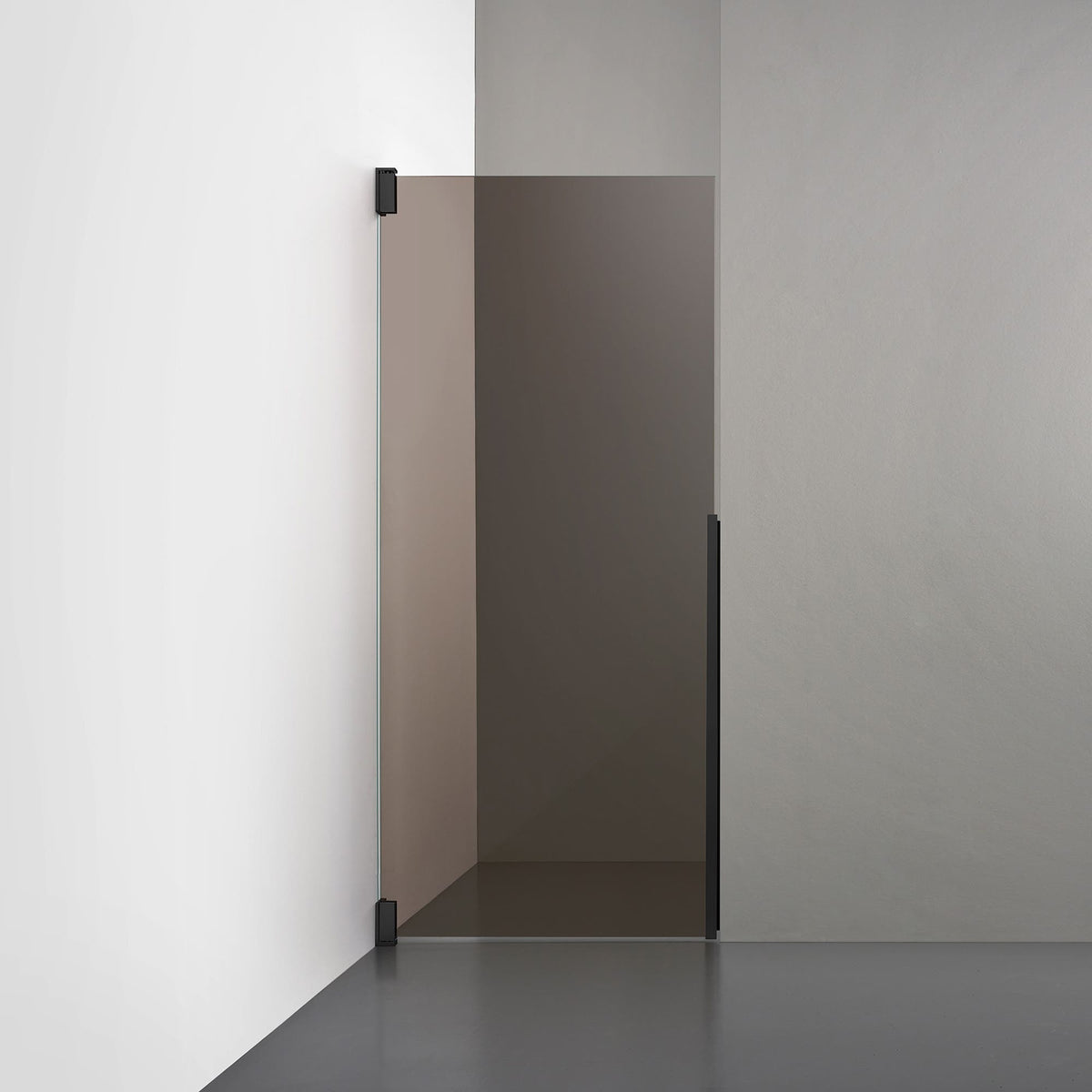 ROOH R2 Duschnisch Dörr, Brunfärgat glas, Matte black, Vänster 