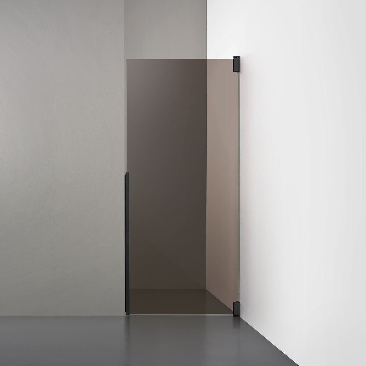 ROOH R2 Duschnisch Dörr, Brunfärgat glas, Matte black, Höger 