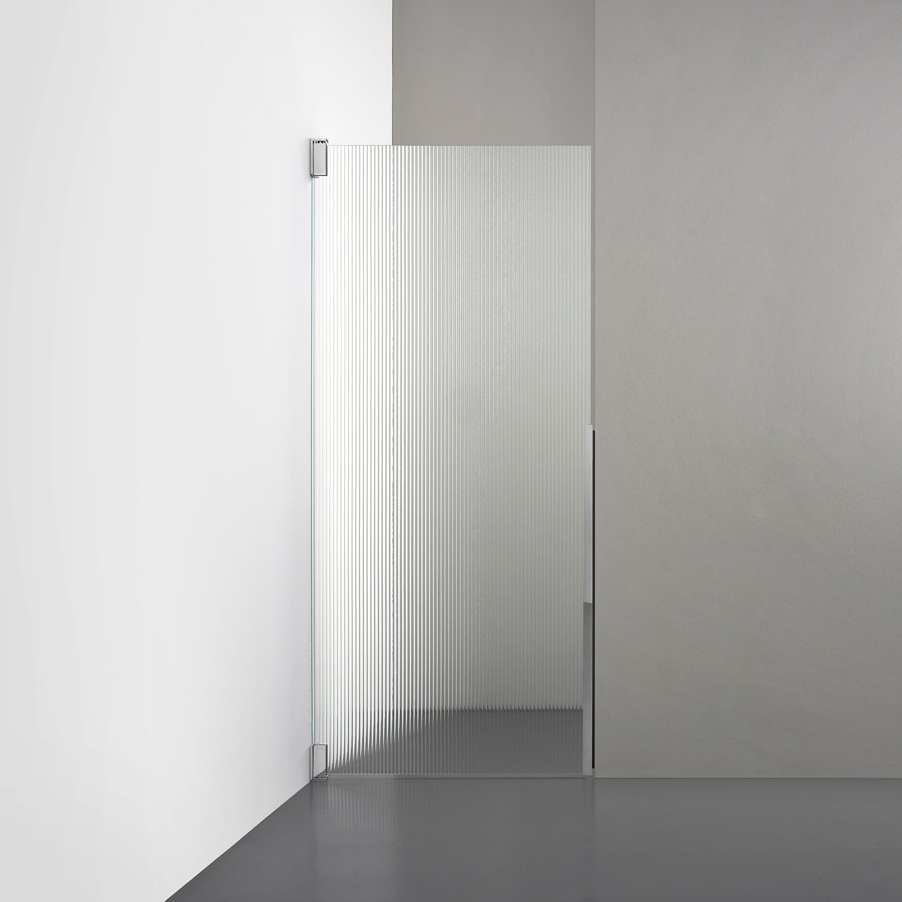 ROOH R2 Duschnisch Dörr, Räfflat glas, Chrome, Vänster måttbeställd 