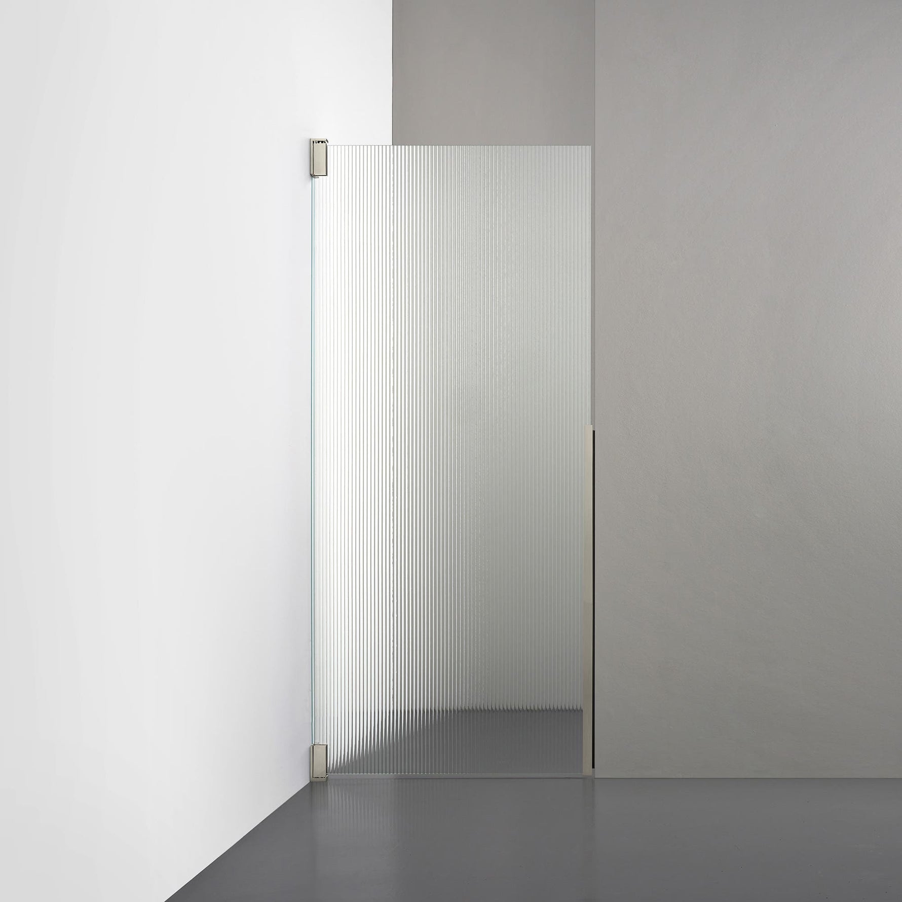 ROOH R2 Duschnisch Dörr, Räfflat glas, Brushed Nickel, Vänster måttbeställd 