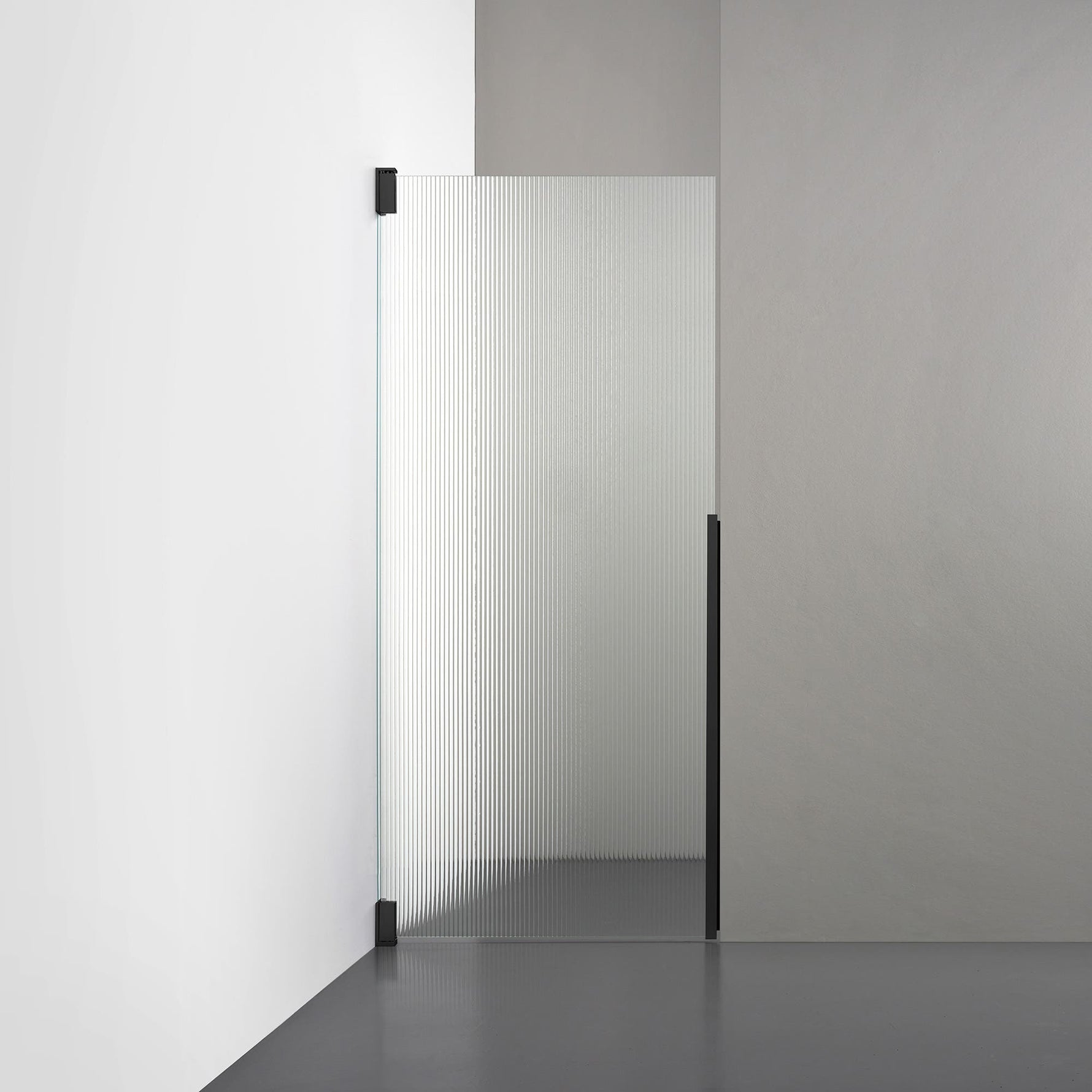 ROOH R2 Duschnisch Dörr, Räfflat glas, Matte black, Vänster 