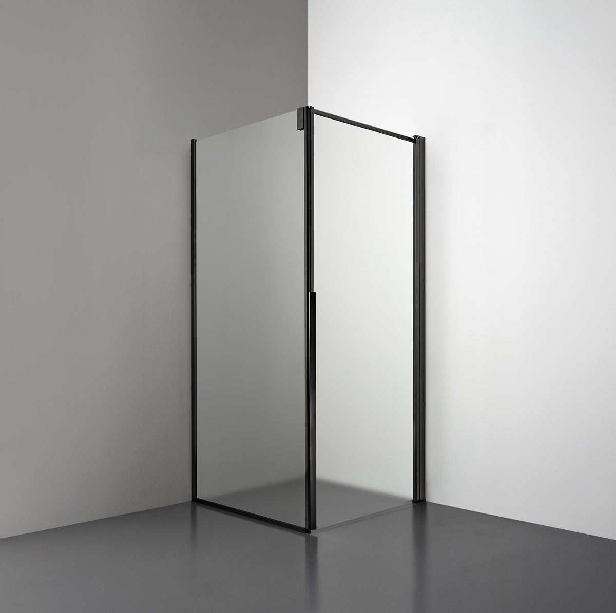 ROOH R3 Duschhörna Dörr+Vägg, Frostat, Matte black, Höger 