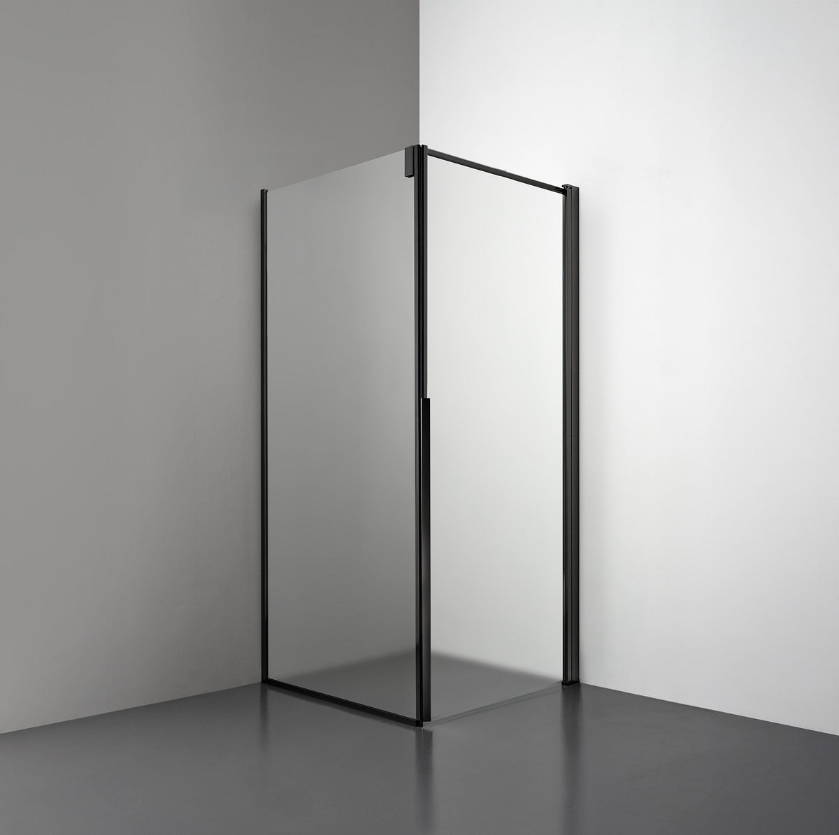 ROOH R3 Duschhörna Dörr+Vägg, Frostat, Matte black, Höger 