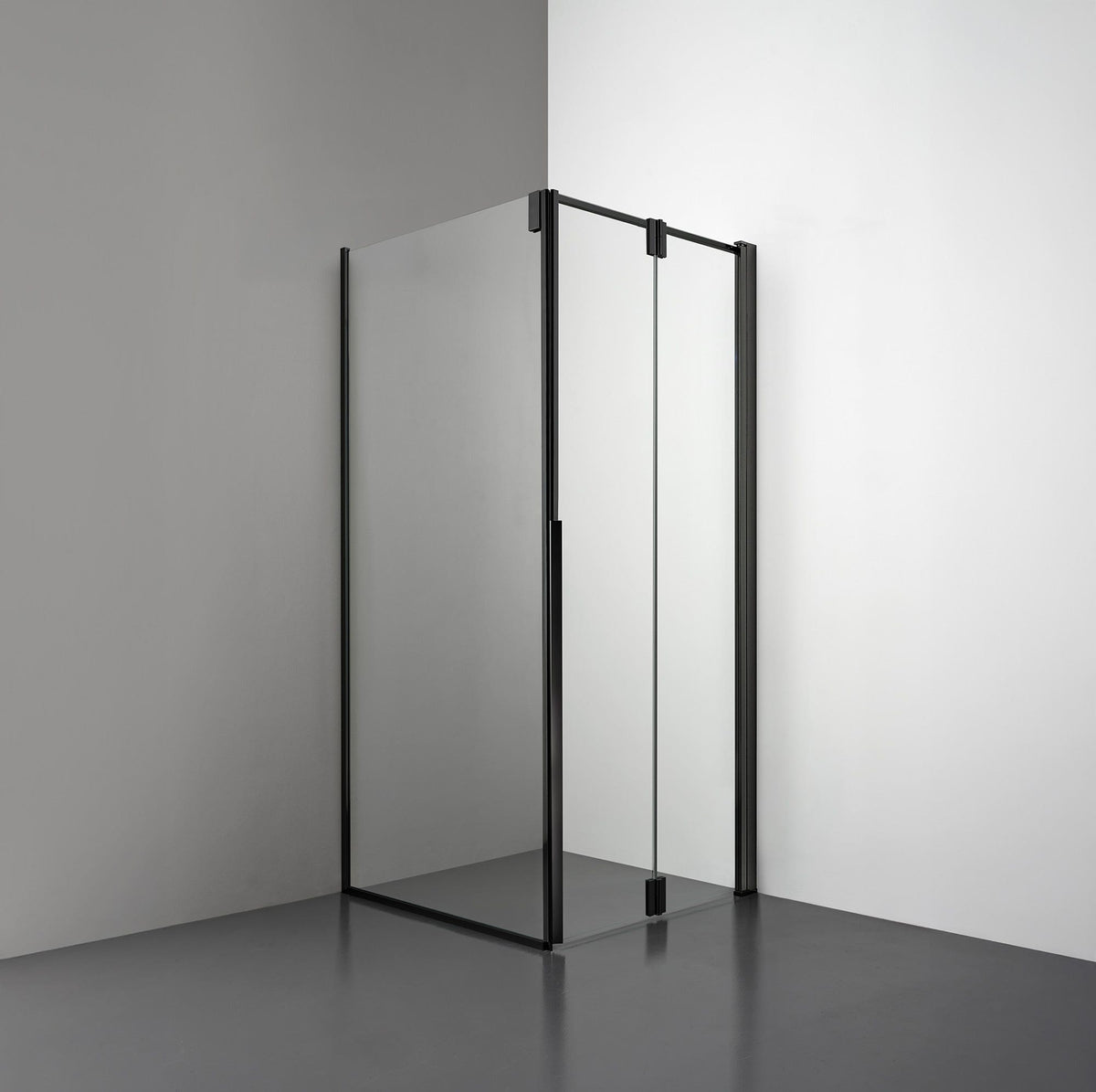ROOH R3 Duschhörna Vikdörr+Vägg, Klarglas, Matte black, Höger 