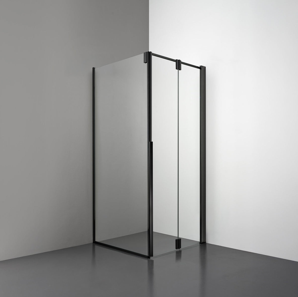 ROOH R3 Duschhörna Vikdörr+Vägg, Klarglas, Matte black, Höger 