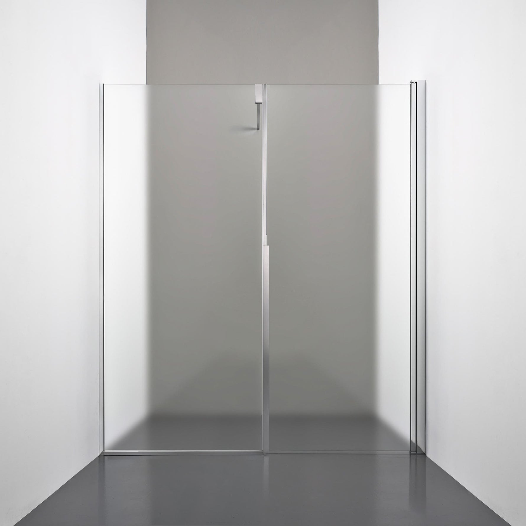 ROOH R3 Duschnisch Dörr+Vägg, Frostat, Polished, Dörr vänster + Fast glas höger måttbeställd 