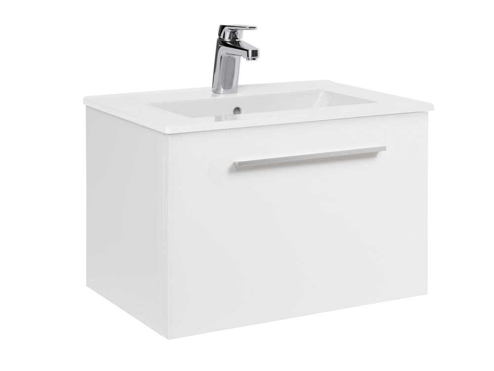 Kommod Alterna Ella Aqua 60 Kompakt med tvättställ i porslin, Vit Högblank