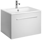 Kommod Alterna Ella Aqua 60 med tvättställ i mineralkomposit, Ljusgrå Matt
