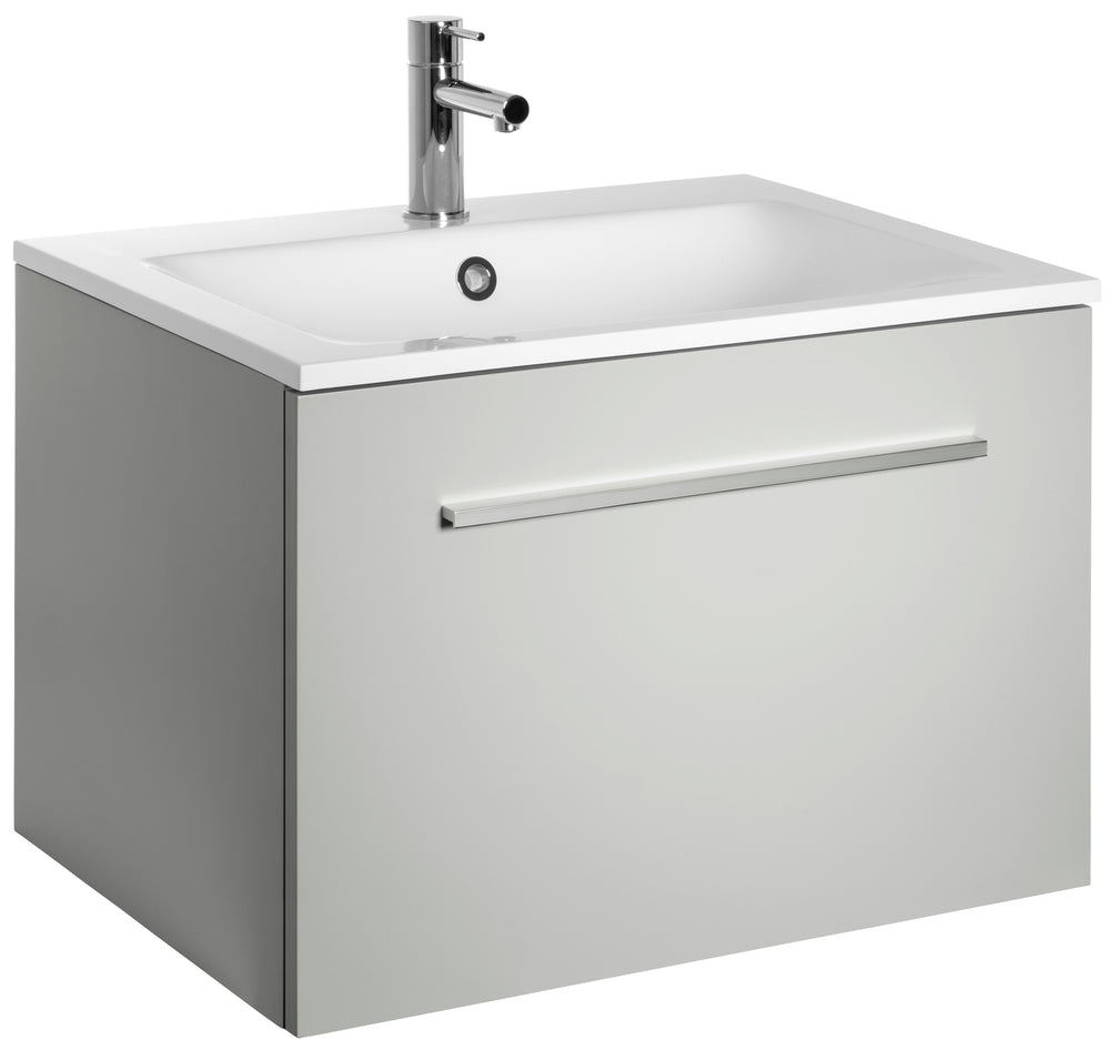 Kommod Alterna Ella Aqua 50 Kompakt med tvättställ i mineralkomposit, Ljusgrå Matt
