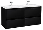 Kommod Alterna Luxor 120 med tvättställ i porslin (dubbelho), Svart Matt
