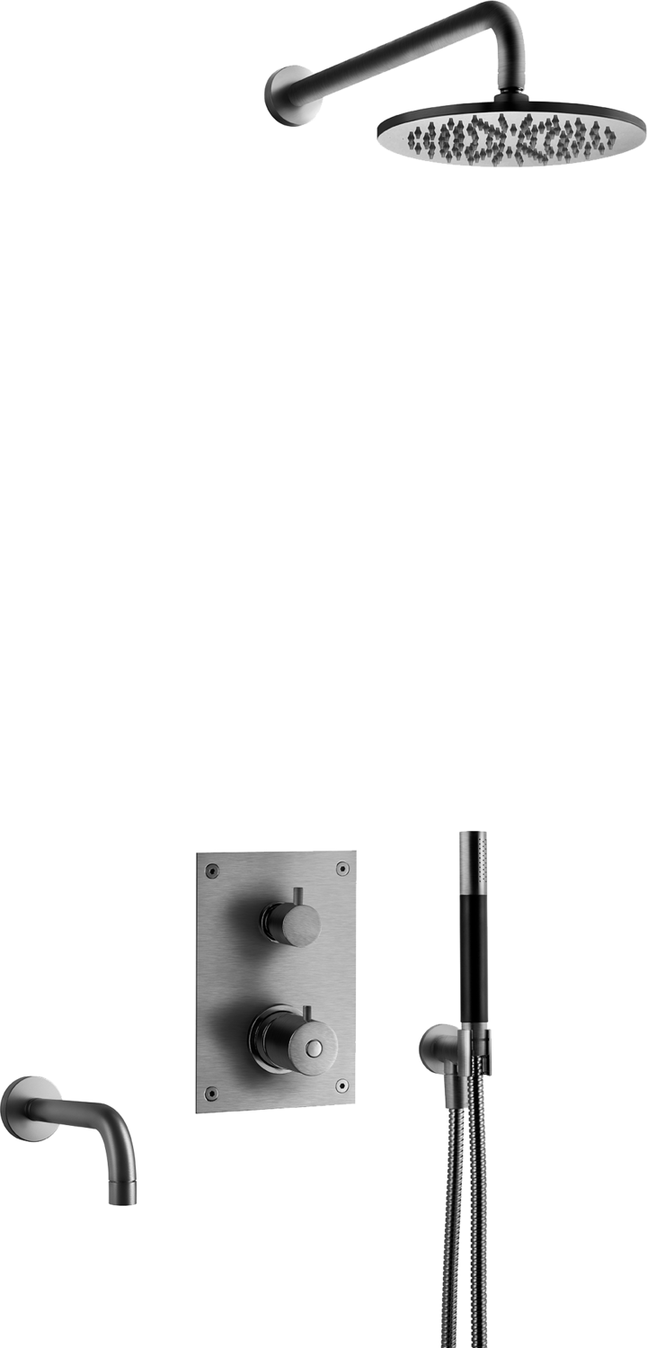 Takduschset Tapwell BOX7368 Brushed black chrome Edition 2 för Inbyggnad