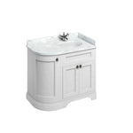 Badrumskommod Burlington Edwardian 100 cm rundad högerhängd dörr, matt vit, minerva-skiva carrara vit