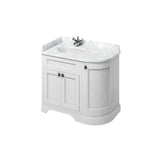 Badrumskommod Burlington Edwardian 100 cm rundad vänsterhängd dörr, matt vit, minerva-skiva carrara vit